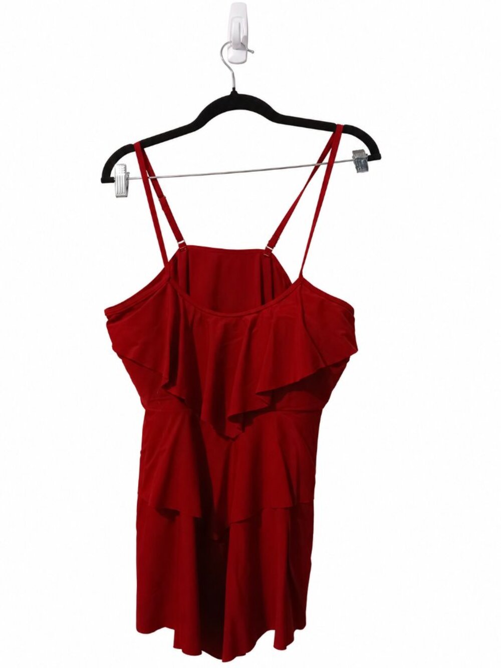 Women’s Red Ruffle Tankini & Black Swim Shorts Set – Size XL